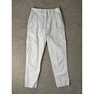 IDA White High Rise Cargo Pants Straight Leg Utility Trousers Size 36